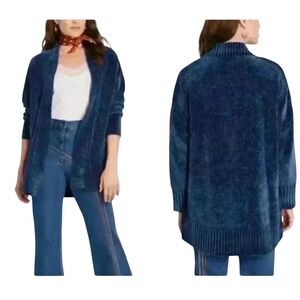 ModCloth Size M "Chenille the Deal" Cardigan Open Front Cobalt Blue Relaxed Soft